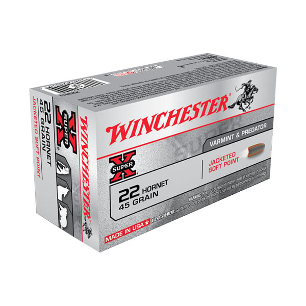 WINCHESTER SUPER-X 22 HORNET – 45GR JSP 50RD 10BX/CS - No Credit Card Fees - Low, flat rate shipping