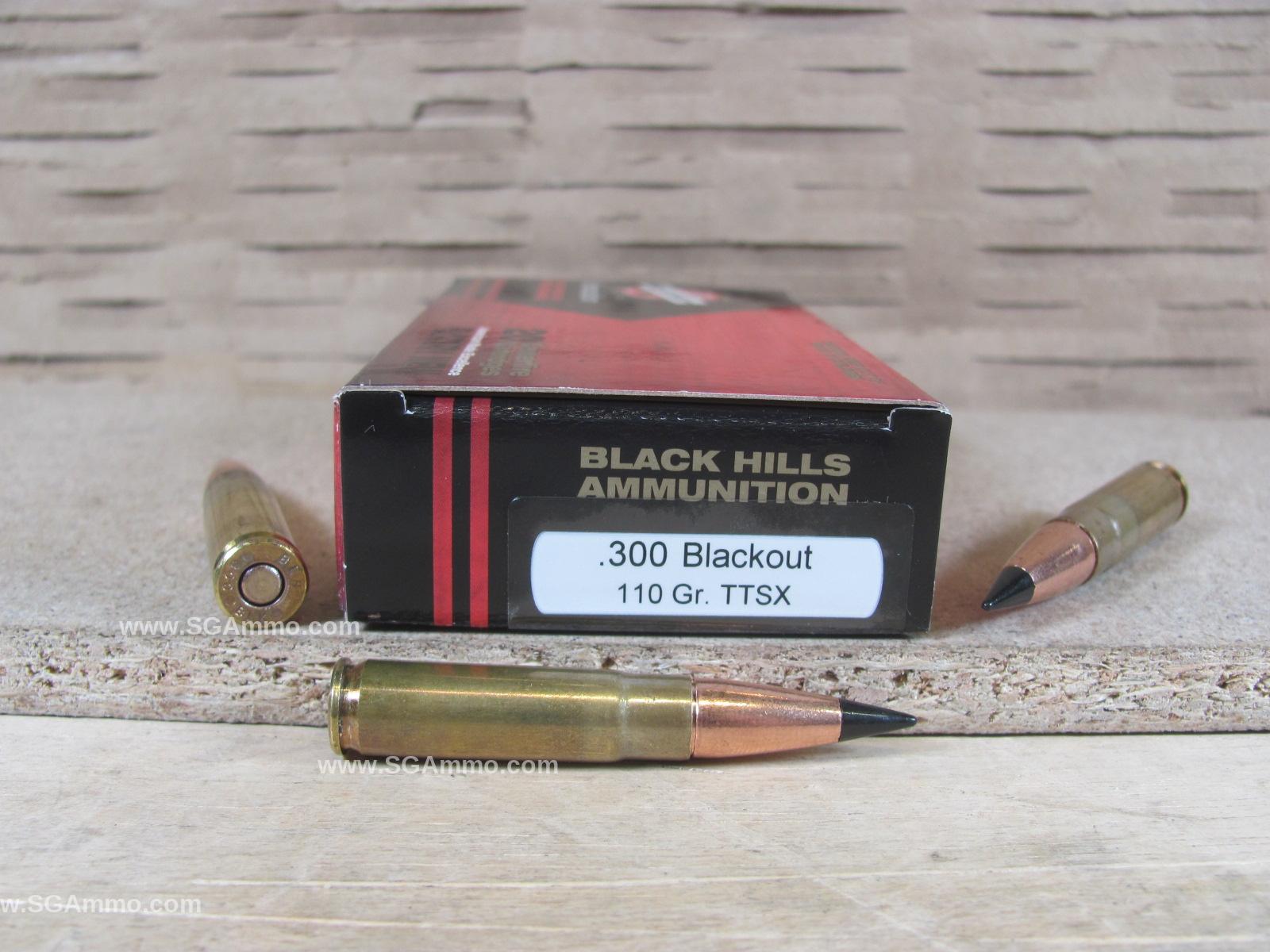 20 Round Box – 300 Blackout 110 Grain TTSX Black Hills Ammo – D300WHISPERN4