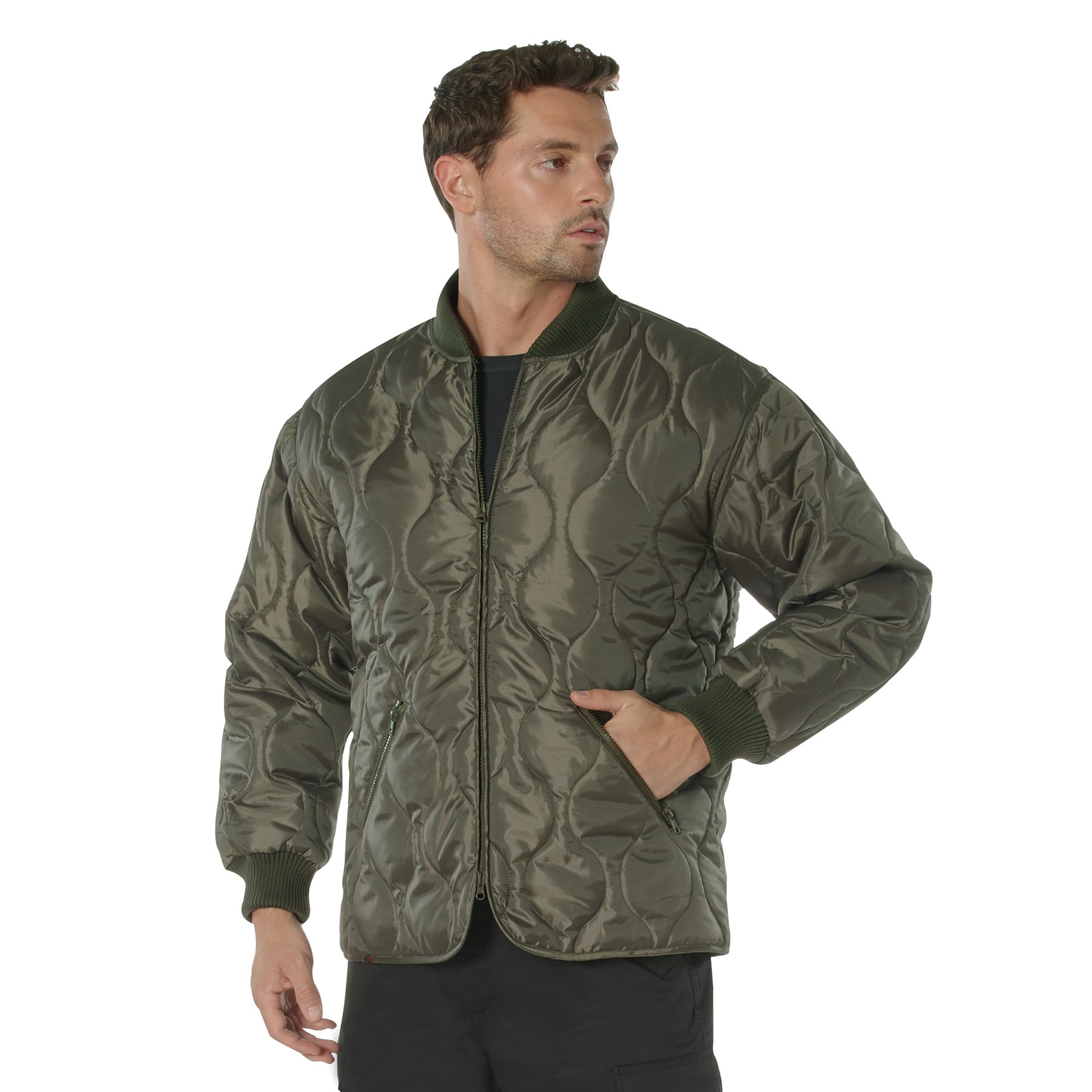 Rothco Concealed Carry Quilted Woobie Jacket - Olive Drab, Large