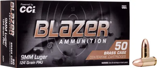 CCI 9MM LUGER 124GR FMJ BLAZER BRASS 1,000Rd case