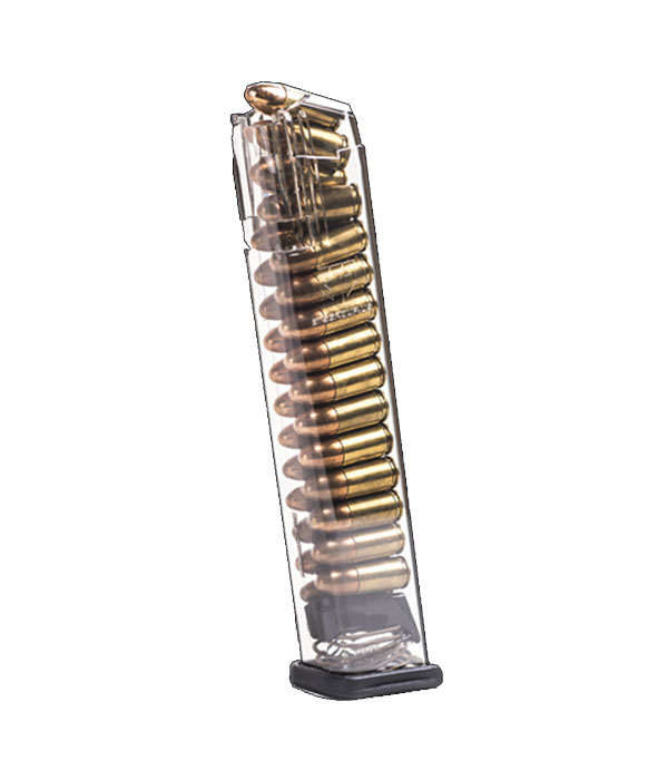 ETS Glock 17 9mm 27 Round 170mm Competition Legal Magazine, Translucent - GLK-9-170