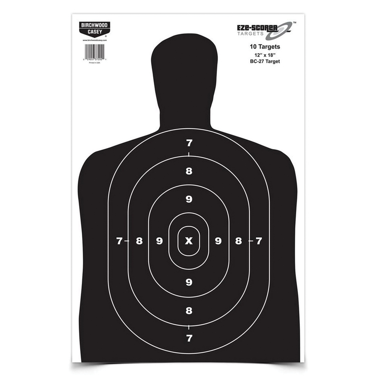 Birchwood Casey EZE-Scorer 12" x 18" Silhouette BC27 Practice Target, Black/White, 10/pack - 37202