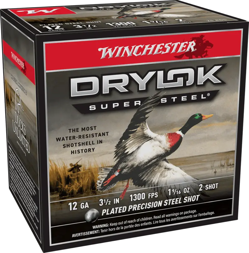 WINCHESTER DRYLOK SUPER STEEL 12 GA 3-1/2" #2 1-9/16 OZ 25 RD/BX 10 BX/CS