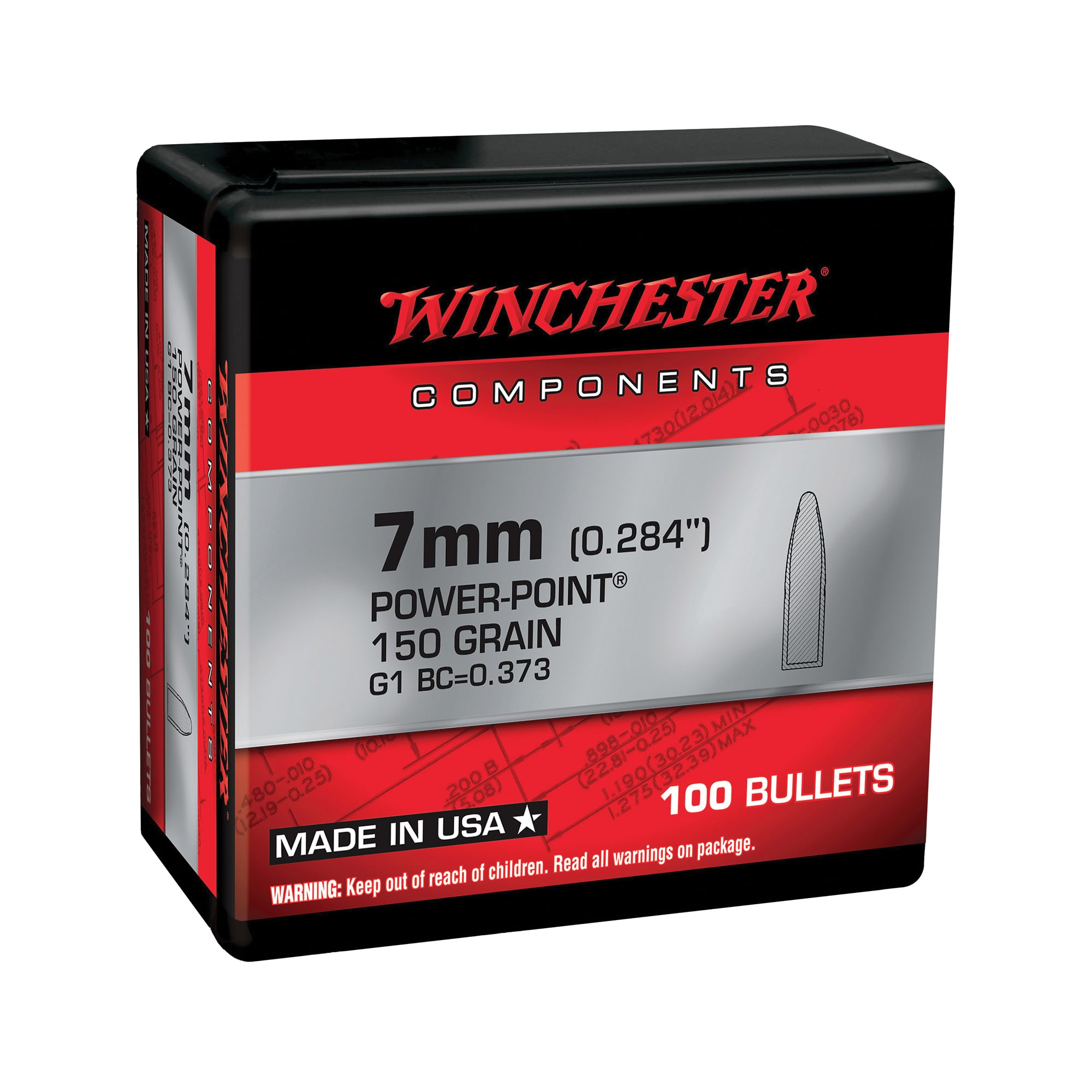 Winchester Ammunition 7mm 150 gr Reloading Bullets  PP 100rds - WB7PP150X