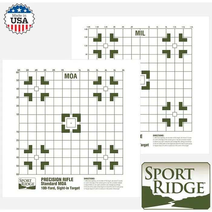 Sight in Target Precision Rifle MOA and MIL 16x16 inch 8 Pack White