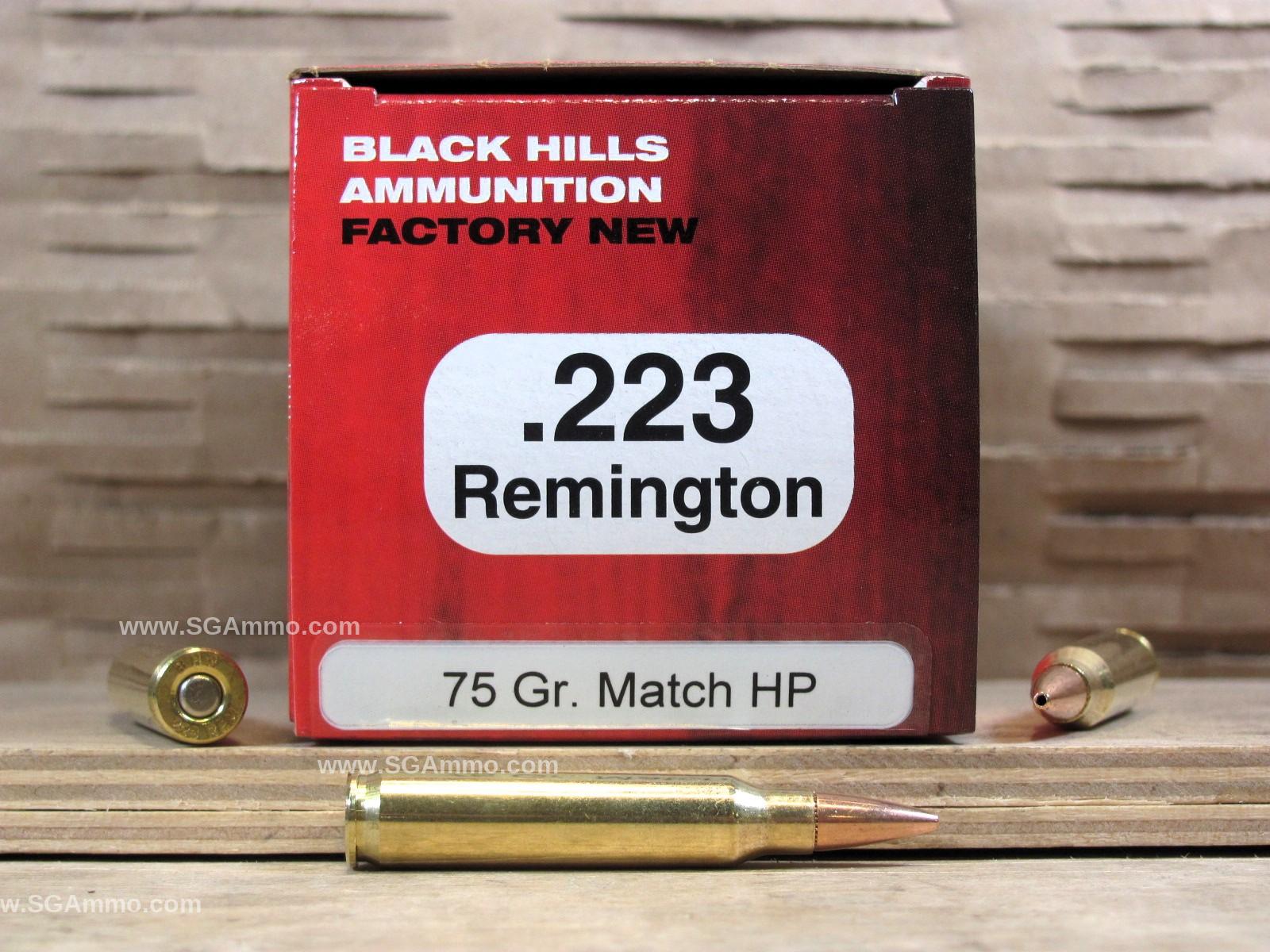 500 Round Case – 223 Rem 75 Grain Match Hollow Point Black Hills Ammo – D223N6