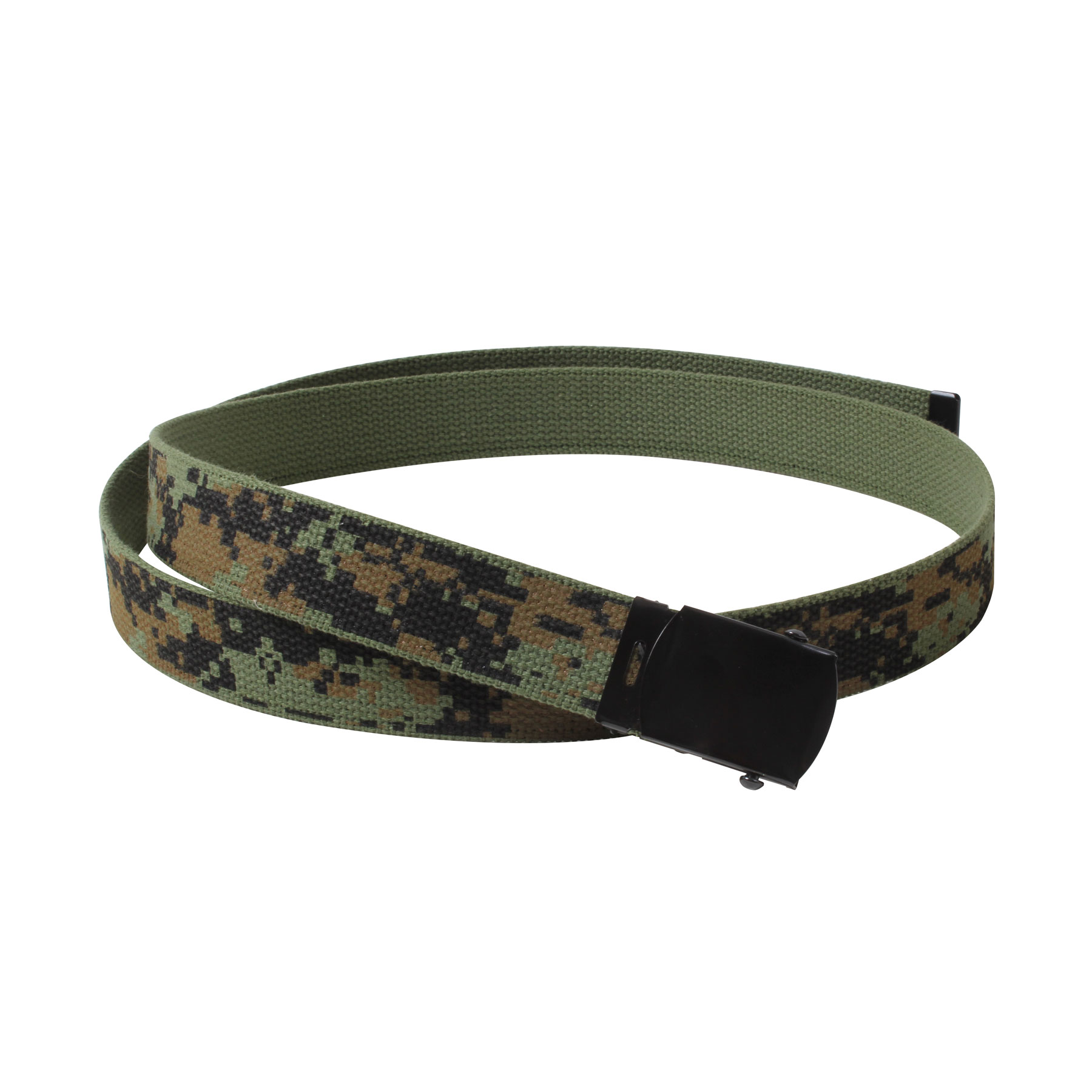 Rothco Camo Reversible Web Belt - Woodland Digital - Olive Drab, 54 In