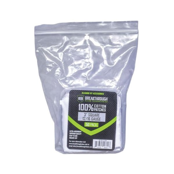 Breakthrough Clean 100% Cotton Square Patches 3" x 3", White - BT-CP-S-3-50