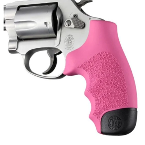 SOFT RUBBER GRIP WITH FINGER GROOVES - S J FRAME ROUND BUTT - FULL SIZE GRIPS - PINK
