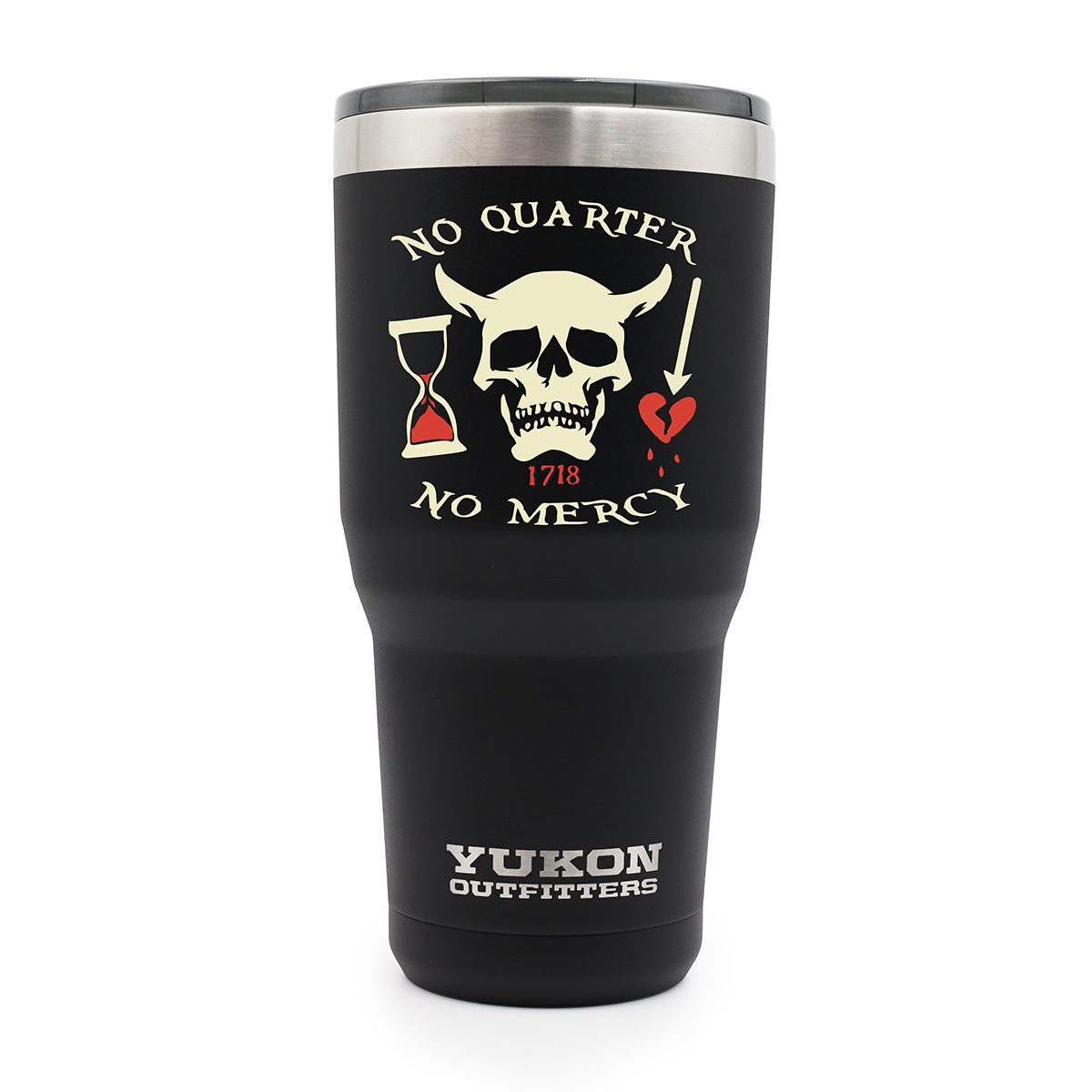 Yukon Outfitters 30 oz Freedom Tumbler, Black w/ "No Quarter" Pirate Print - MGYT30BLKNQ