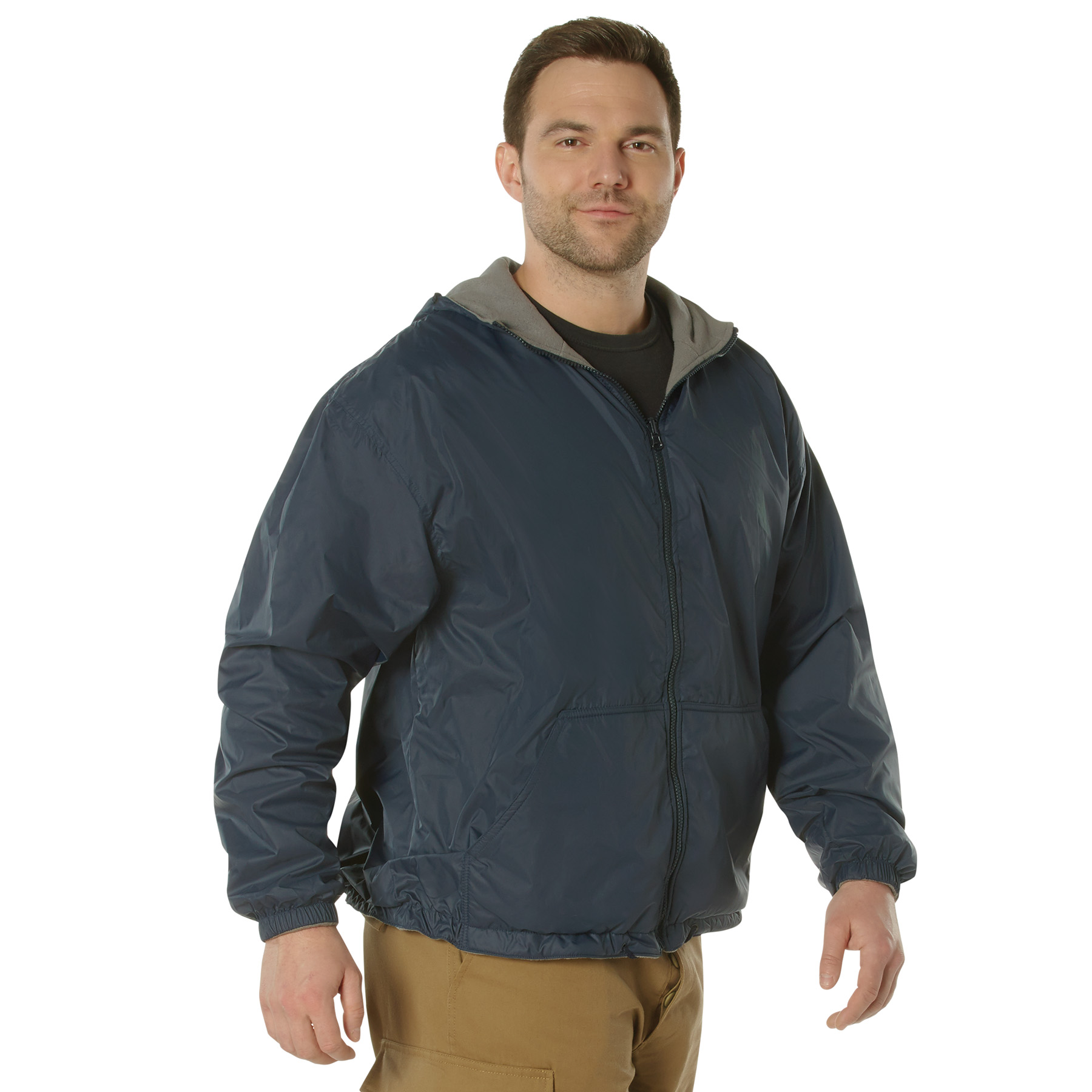 Rothco Reversible Lined Jacket With Hood - Navy Blue, Large