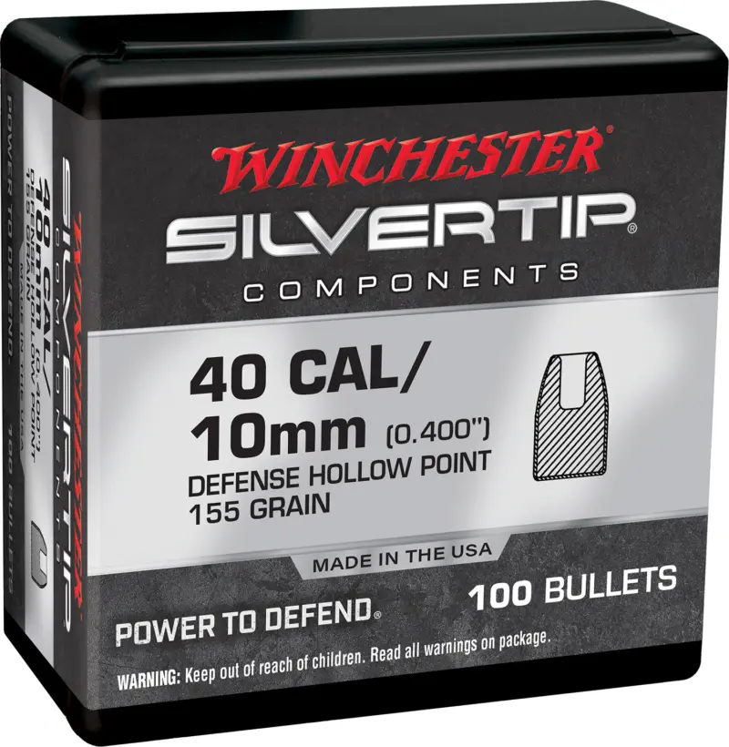 Winchester Ammo WB40ST155X Centerfire Handgun Reloading 40S 155gr Silvertip Hollow Point 100 Per Box/10 Case