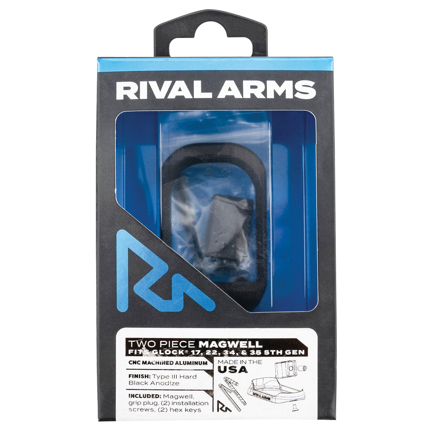 Rival Arms RARA70G121A Two Piece Magwell Compatible w/Gen5 Glock 17/22/34/35, Black Anodized Aluminum - No Credit Card Fees - Low, flat rate shipping