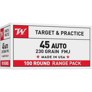 Winchester White Box USA 45 ACP Ammo 230 Grain Full Metal Jacket Case of 500 (5 Boxes of 100)
